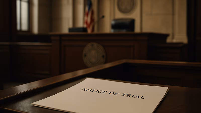 The quaint Notice of Trial