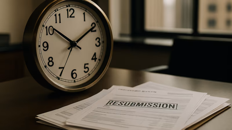 A resubmission does not restart the pay or deny clock