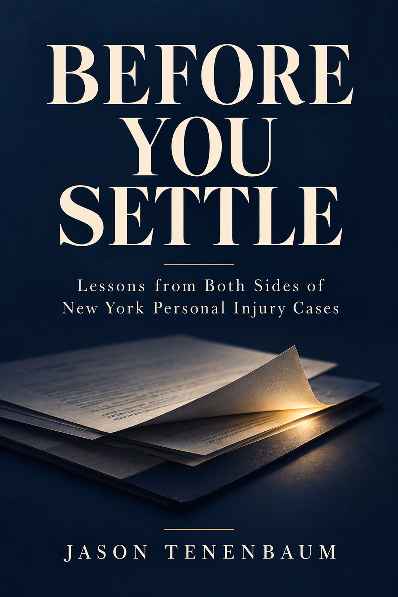 Cover of Before You Settle: Lessons from Both Sides of New York Personal Injury Cases by Jason Tenenbaum