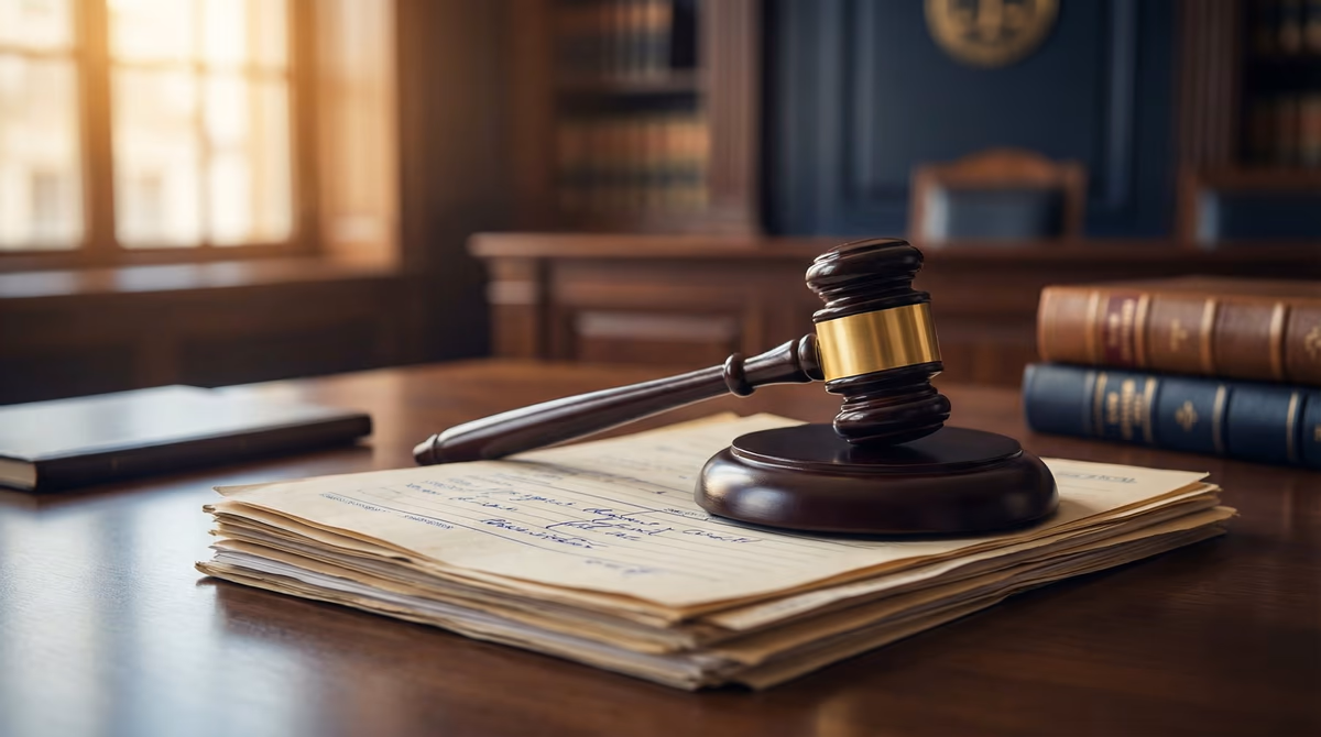 Legal documents and gavel representing the landmark Varian medical malpractice verdict